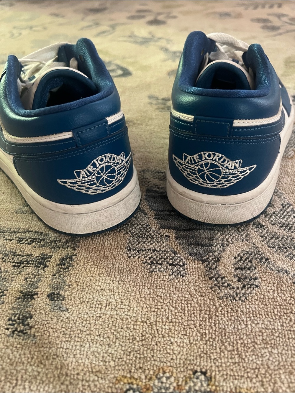 Jordan Kids' Teal and White Low-Top Sneakers